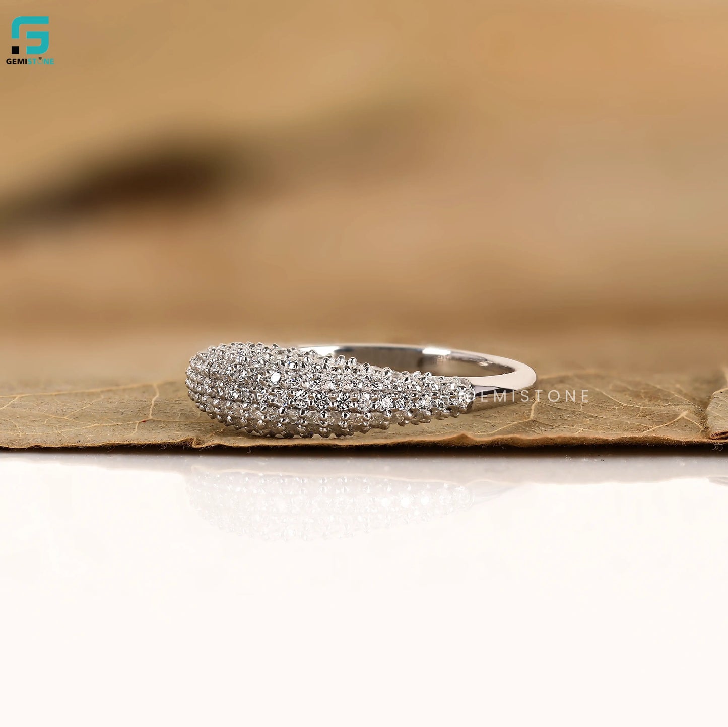 Micro Pave Lab Grown Diamond Dome Ring For Women