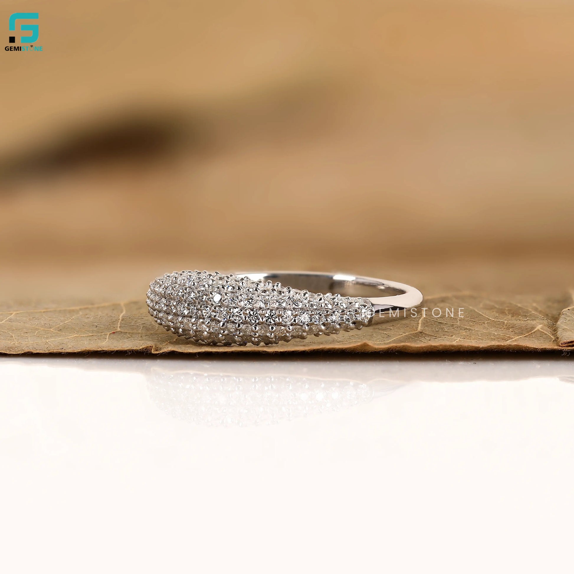 Micro Pave Lab Grown Diamond Dome Ring For Women