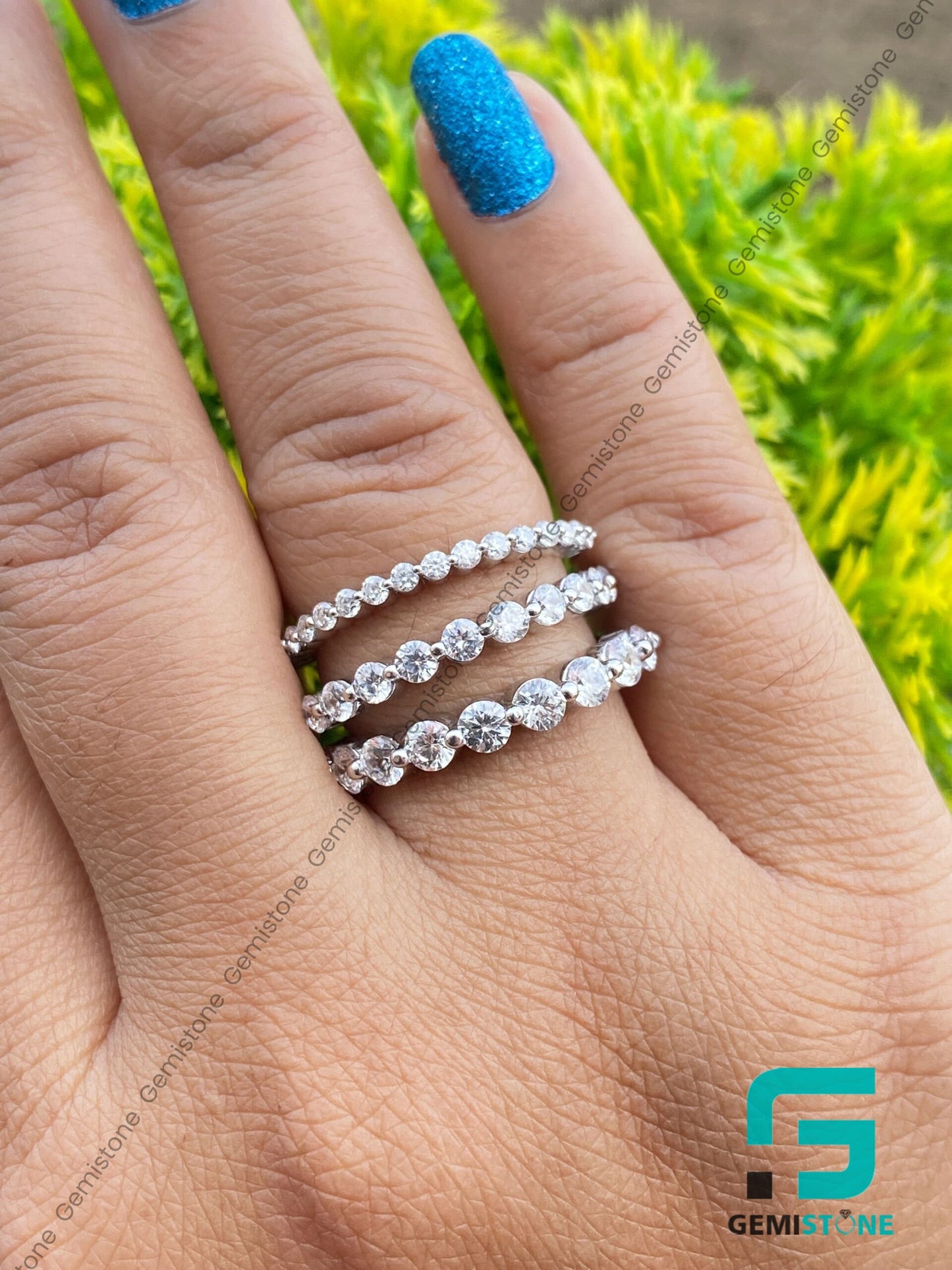 2.00mm, 2.50mm & 3.00mm Half Eternity Round Diamond Band | Minimalist Stacking Ring