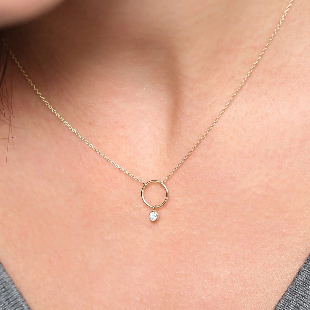 Minimalist Eternity Circle Diamond Necklace