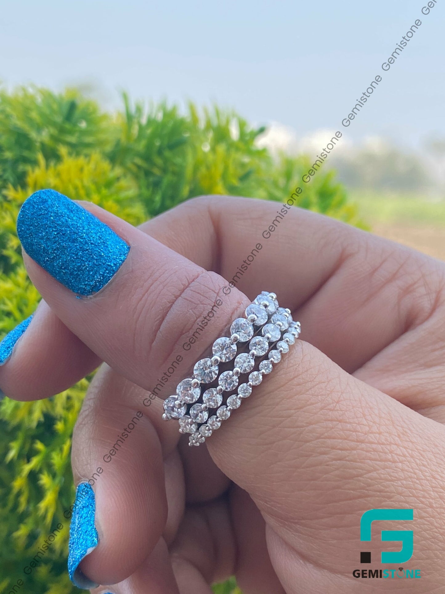 2.00mm, 2.50mm & 3.00mm Half Eternity Round Diamond Band | Minimalist Stacking Ring