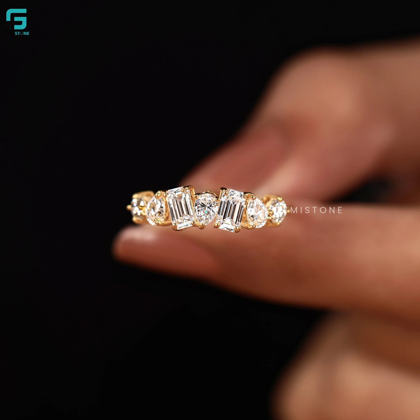 Mix Cut Lab Diamond Wedding Band
