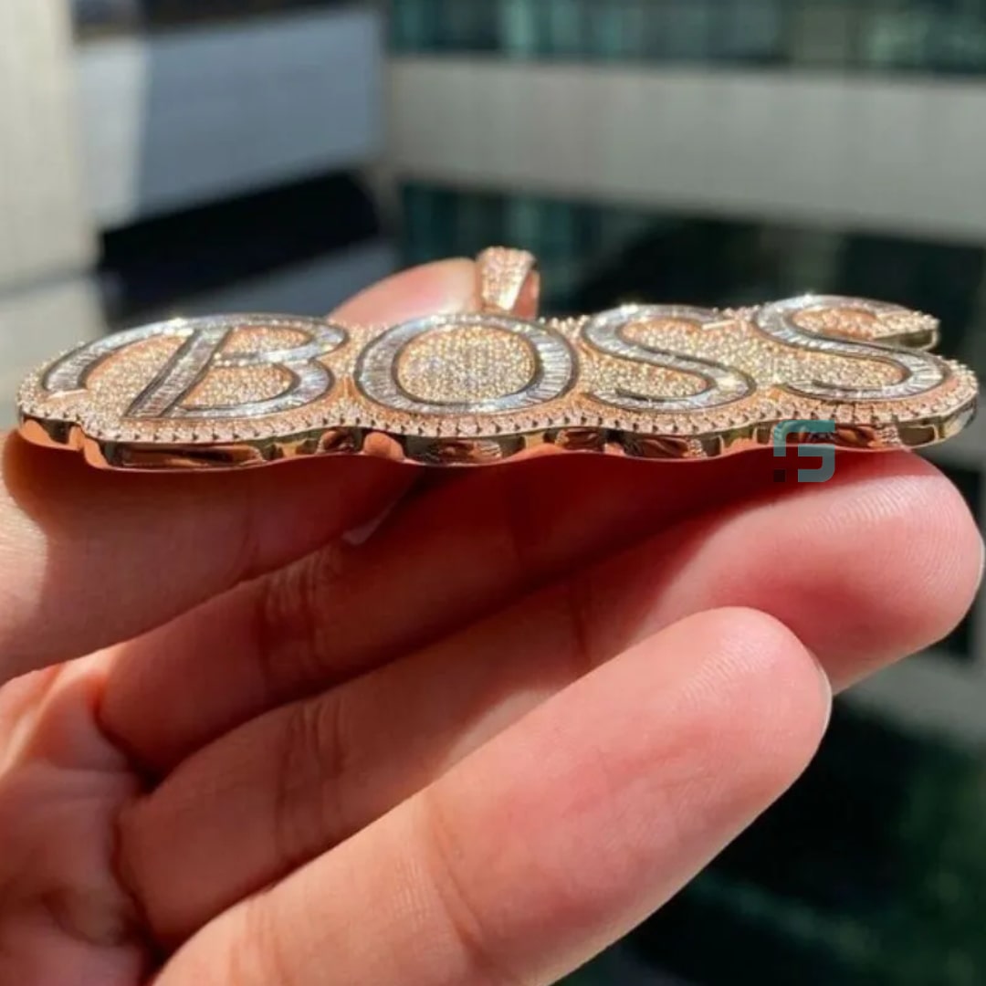 Iced Out Moissanite Custom Name Boss Pendant