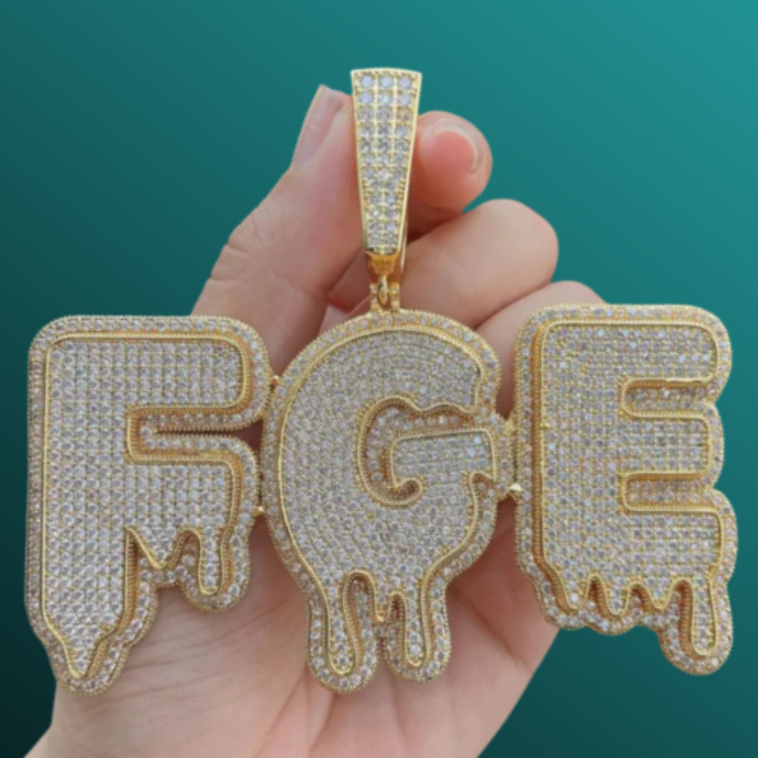 Hip Hop Large Drip Drop Moissanite Custom Name Pendant