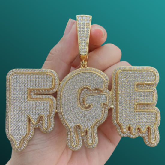Hip Hop Large Drip Drop Moissanite Custom Name Pendant