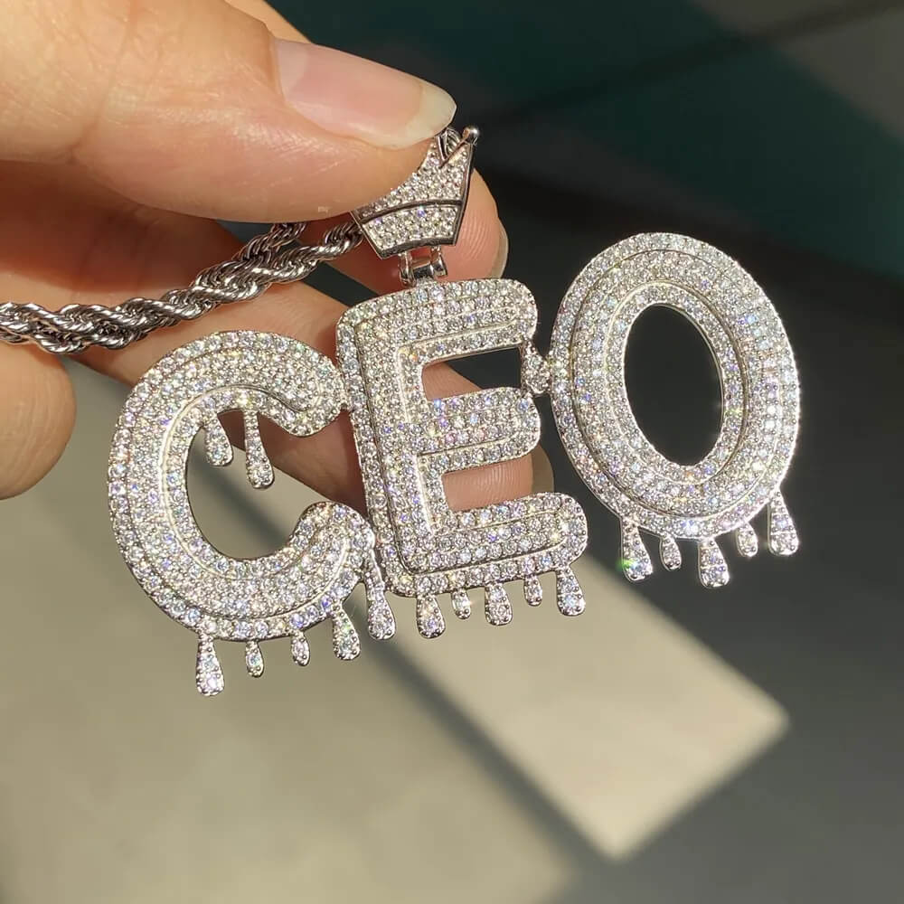 VVS Moissanite Iced Out Custom Letter CEO Pendant Men's