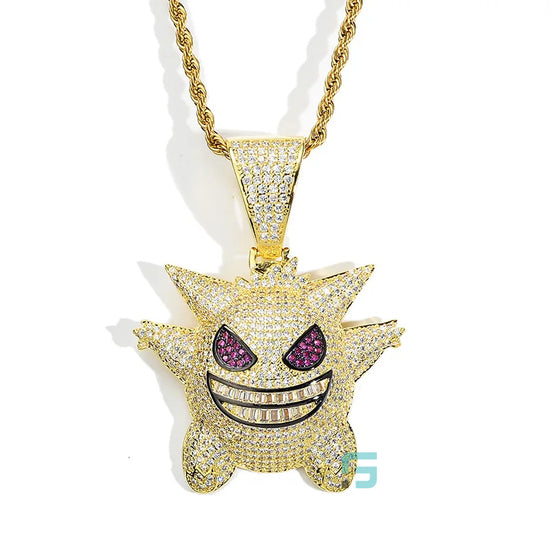 Mens Iced Diamond Hip Hop Pokemon Gengar Pendant