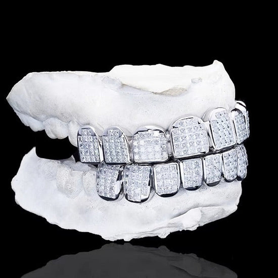 8 On 8 Moissanite Invisible Set Princess Cut Diamond Grillz