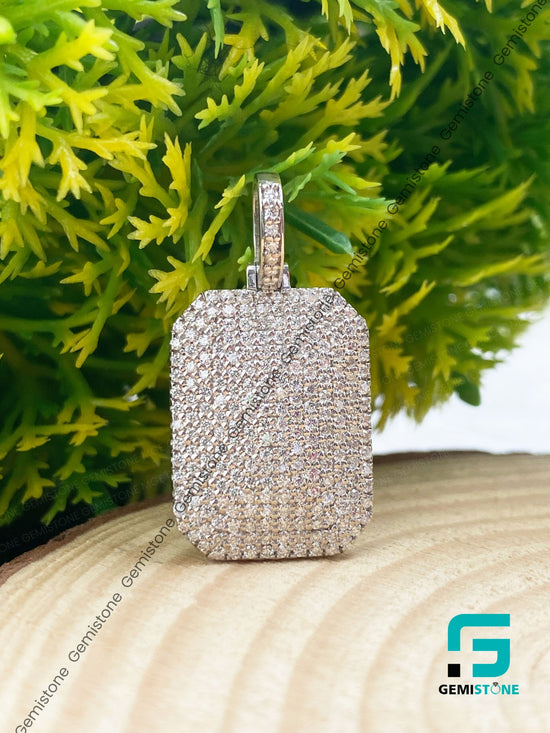 Iced Out Moissanite Diamond Dog Tag Pendant