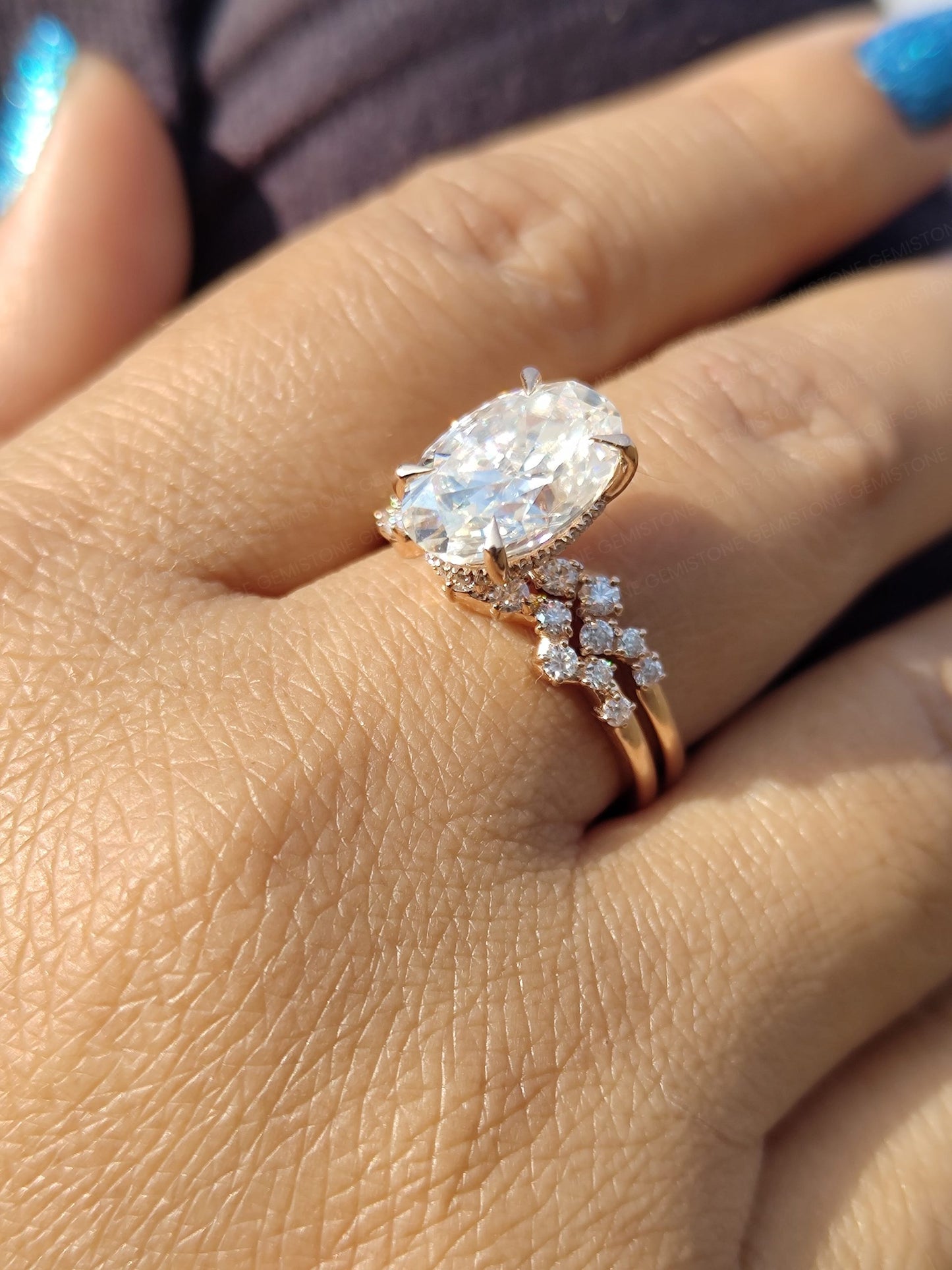 4.5 CT Oval Cut Moissanite Wedding Bridal Ring Set For Her