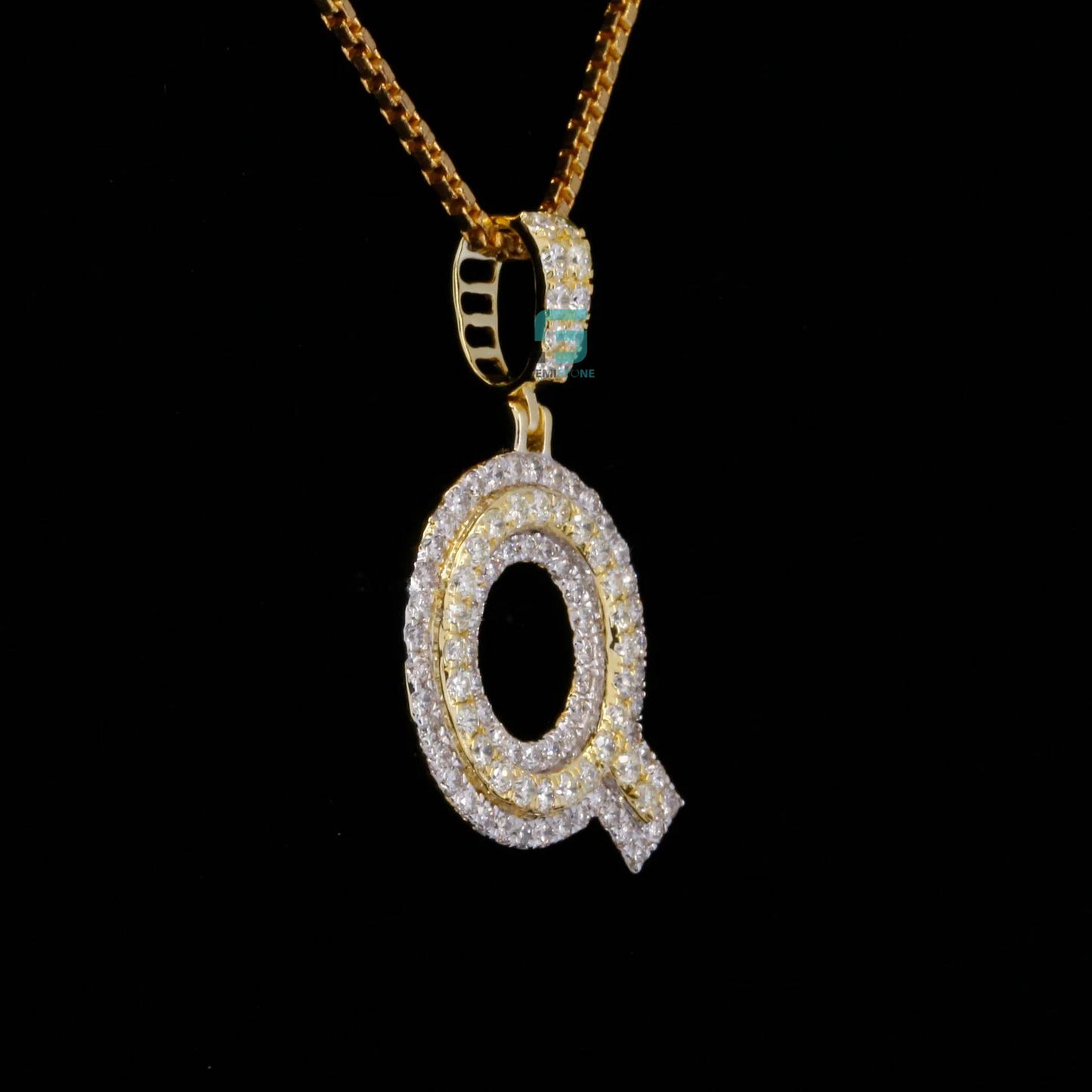 Stunning Round Cut VVS Moissanite Diamond Q Initial Pendant