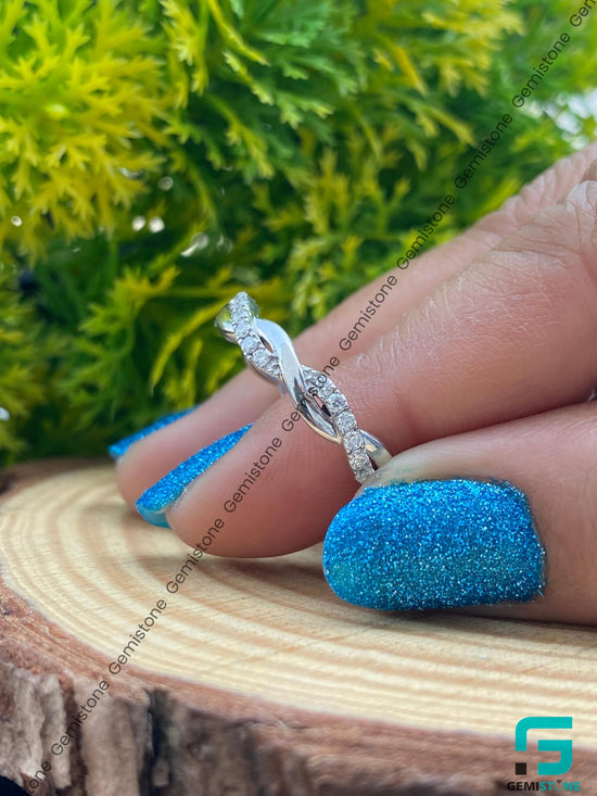 Full Eternity Round Cut Moissanite Infinity Twist Wedding Band