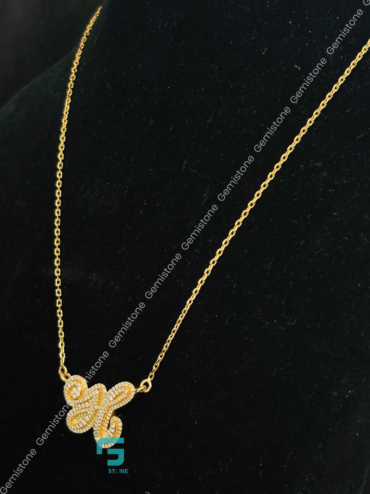 Custom Alphabet Letter Moissanite Charm Pendant For Women