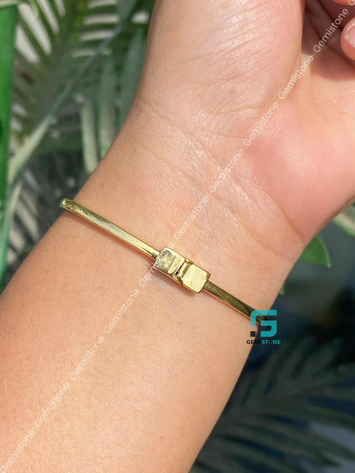 Round Open Cuff Statement Moissanite Claw Bangle Bracelet