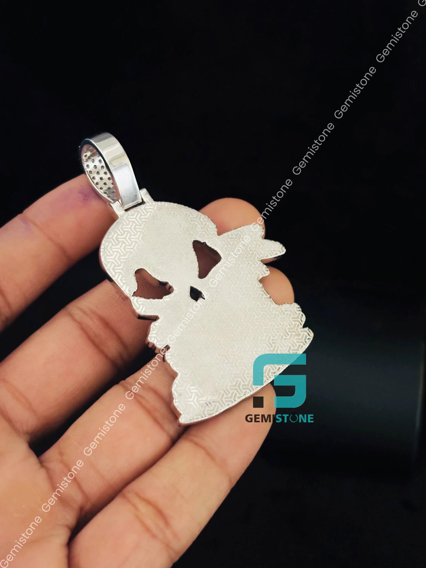 925 Silver Custom Head Skull Moissanite Pendant