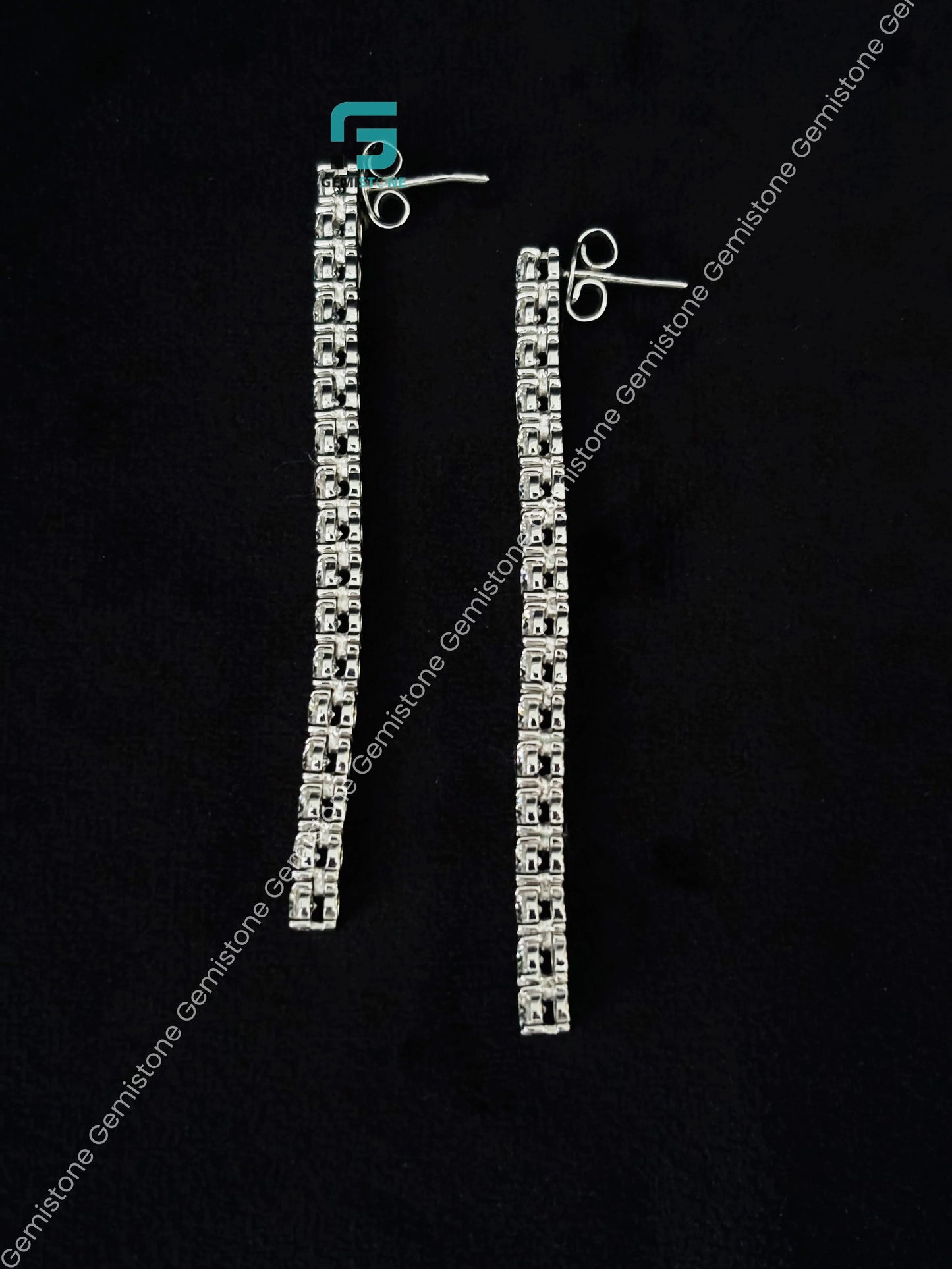 925 Silver 4MM Round Drop Down Moissanite Tennis Earrings