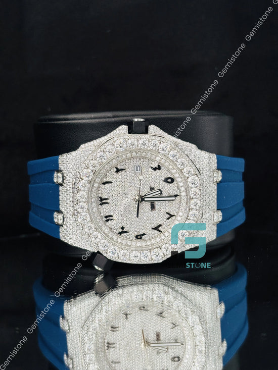 Moissanite Arabic Dial Silicon Belt Watch