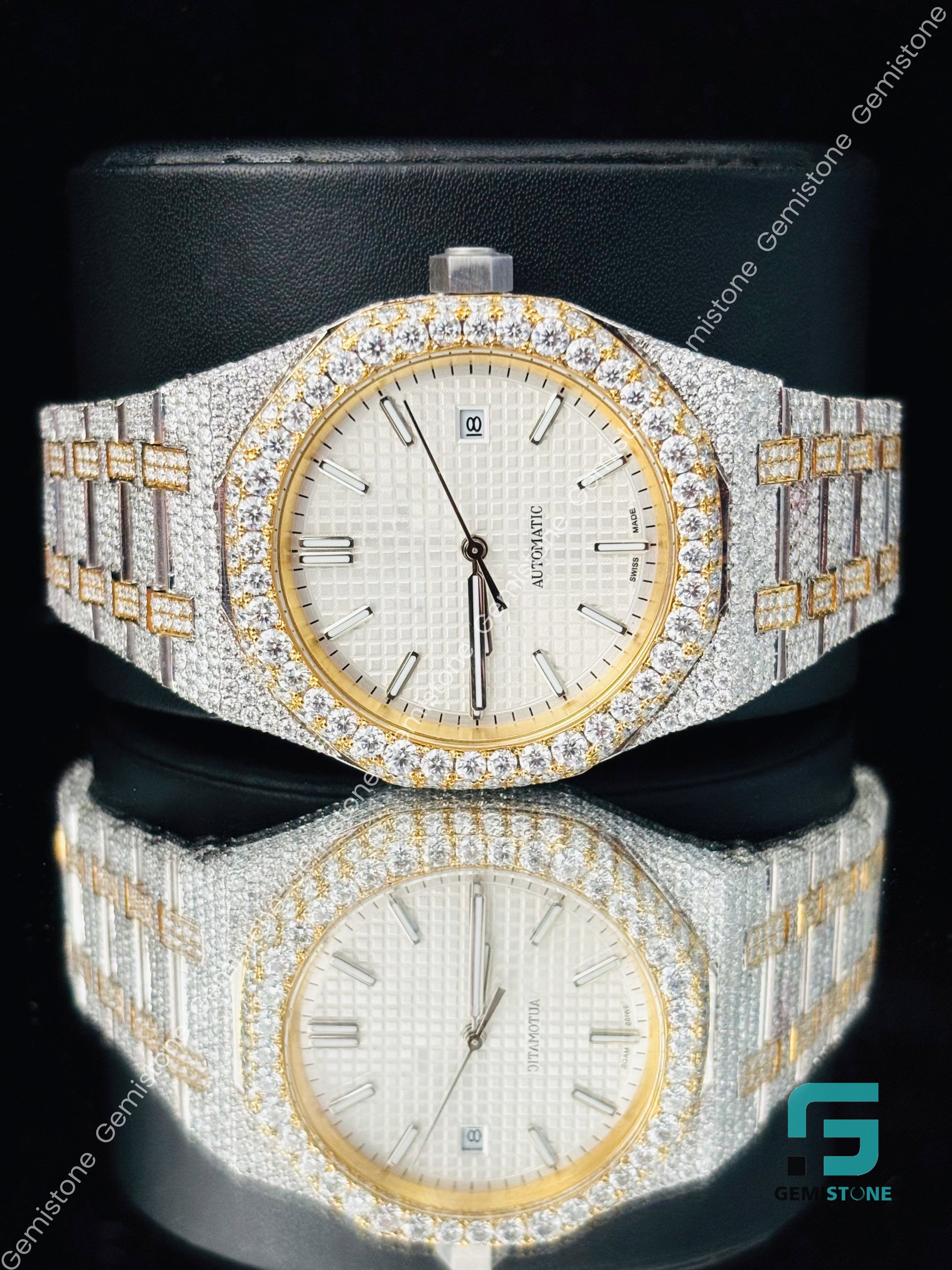 Moissanite Automatic Dual Tone Watch