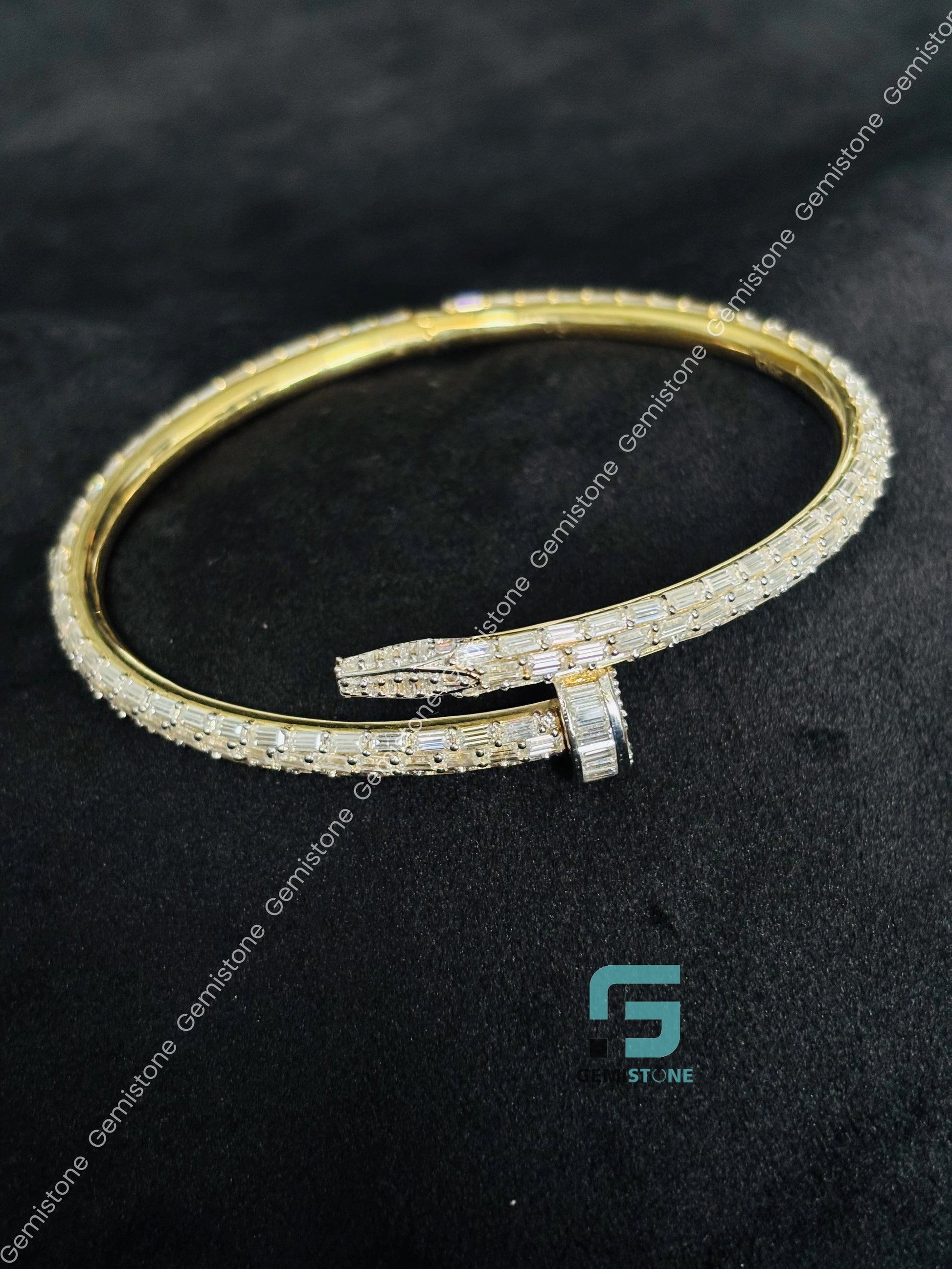 Moissanite Baguette Cut Studded Bracelet