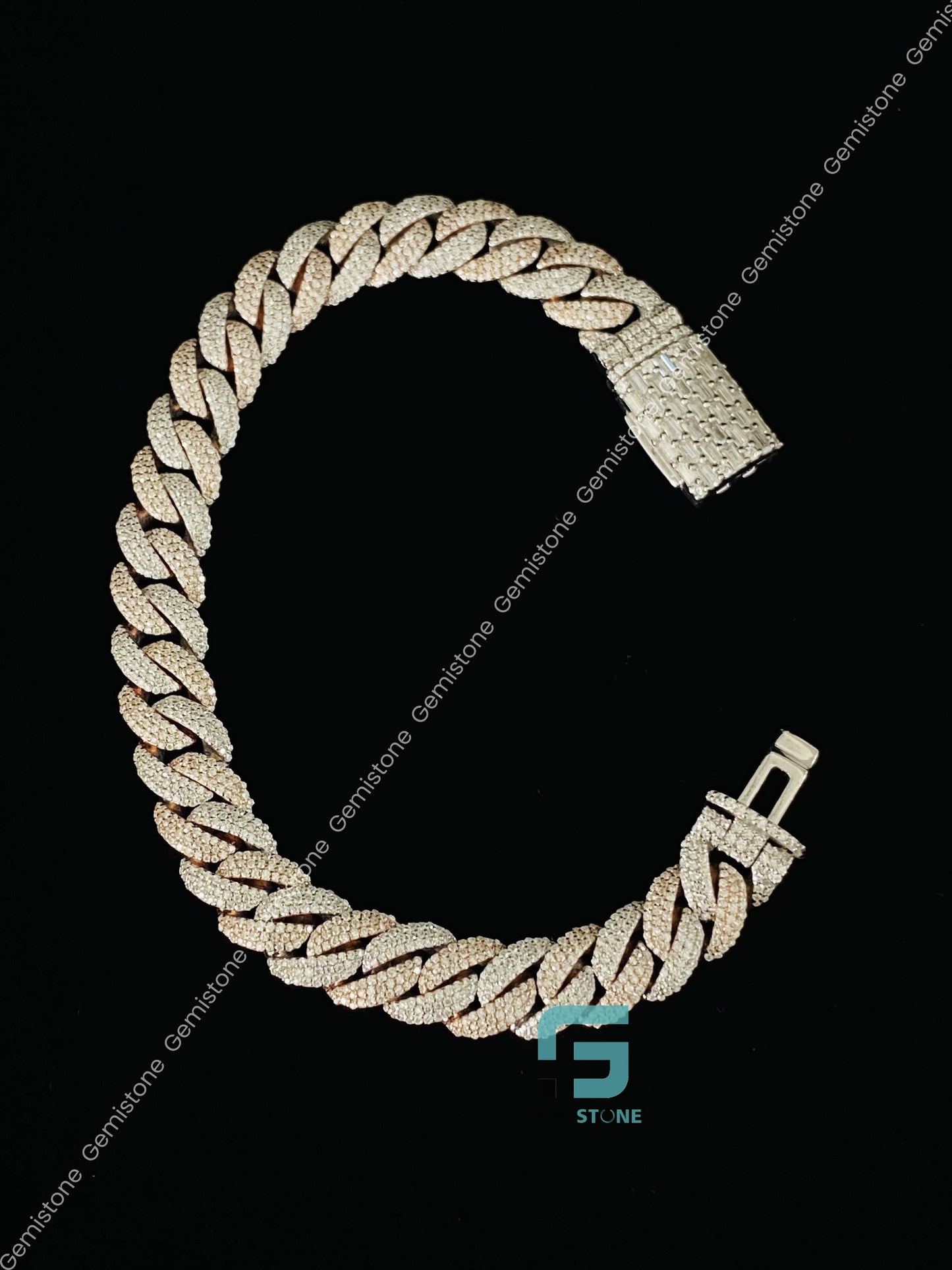 Moissanite Baguette Dual Tone Cuban Bracelet