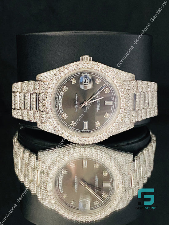 Moissanite Black Dial Luxury Watch For Men