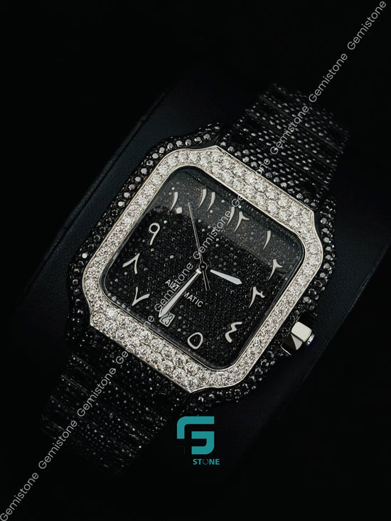 Moissanite Black Diamond Fully Studded watch