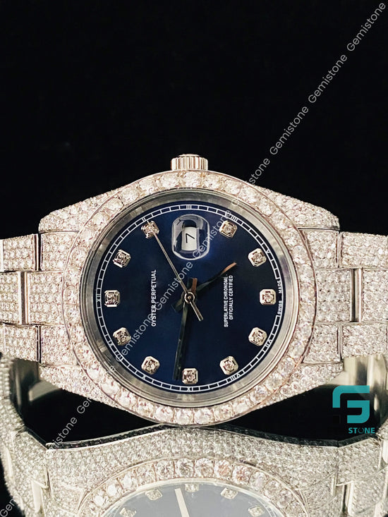 Moissanite Blue Dial Watch