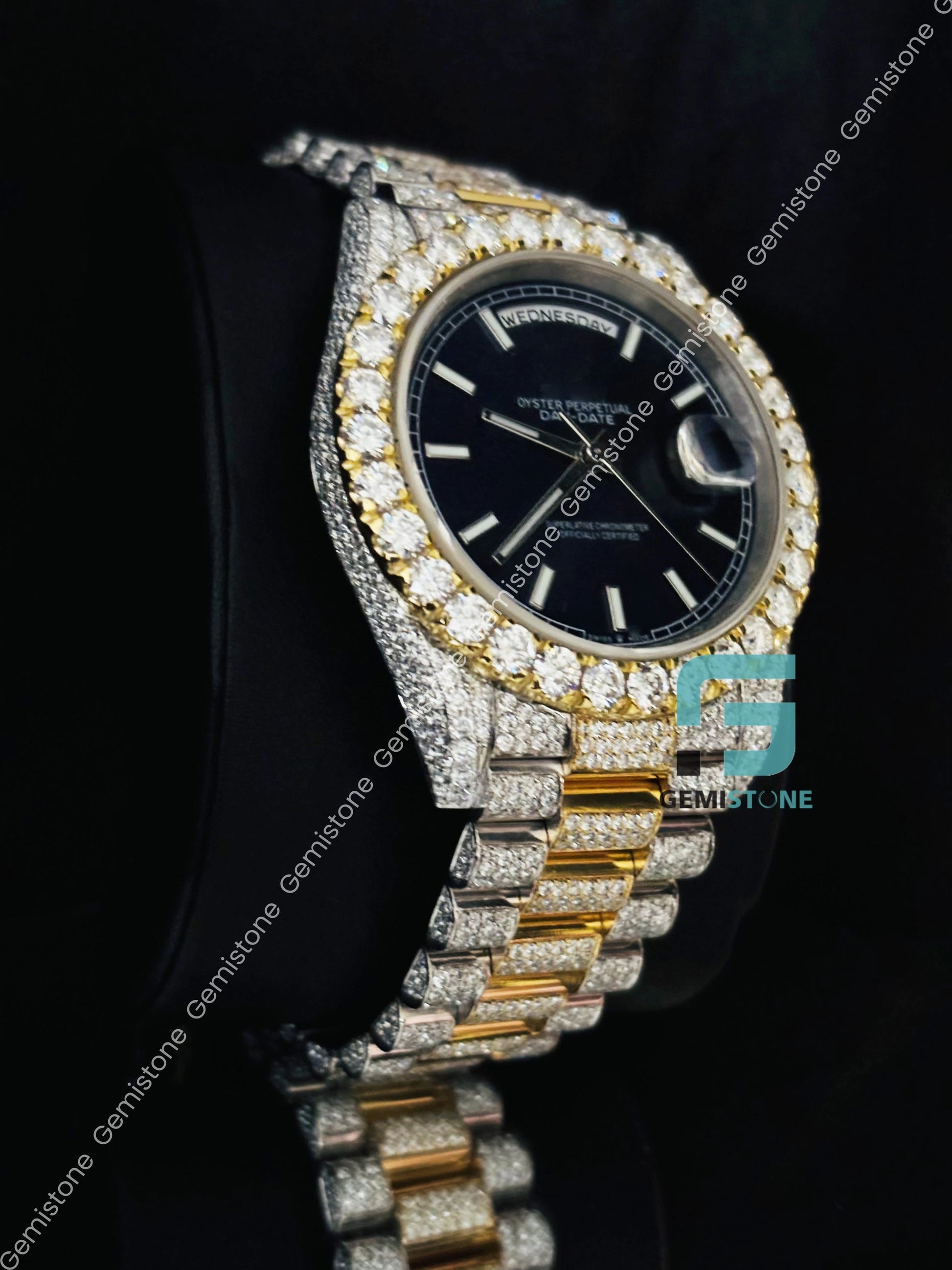 Moissanite Blue Dial hip Hop Watch for Him