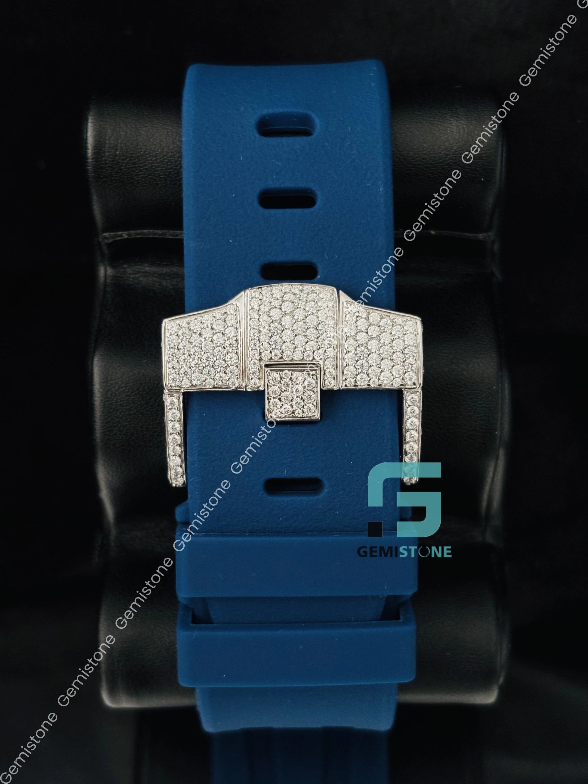 Moissanite Blue Silicon Strap Arabic Number Watch