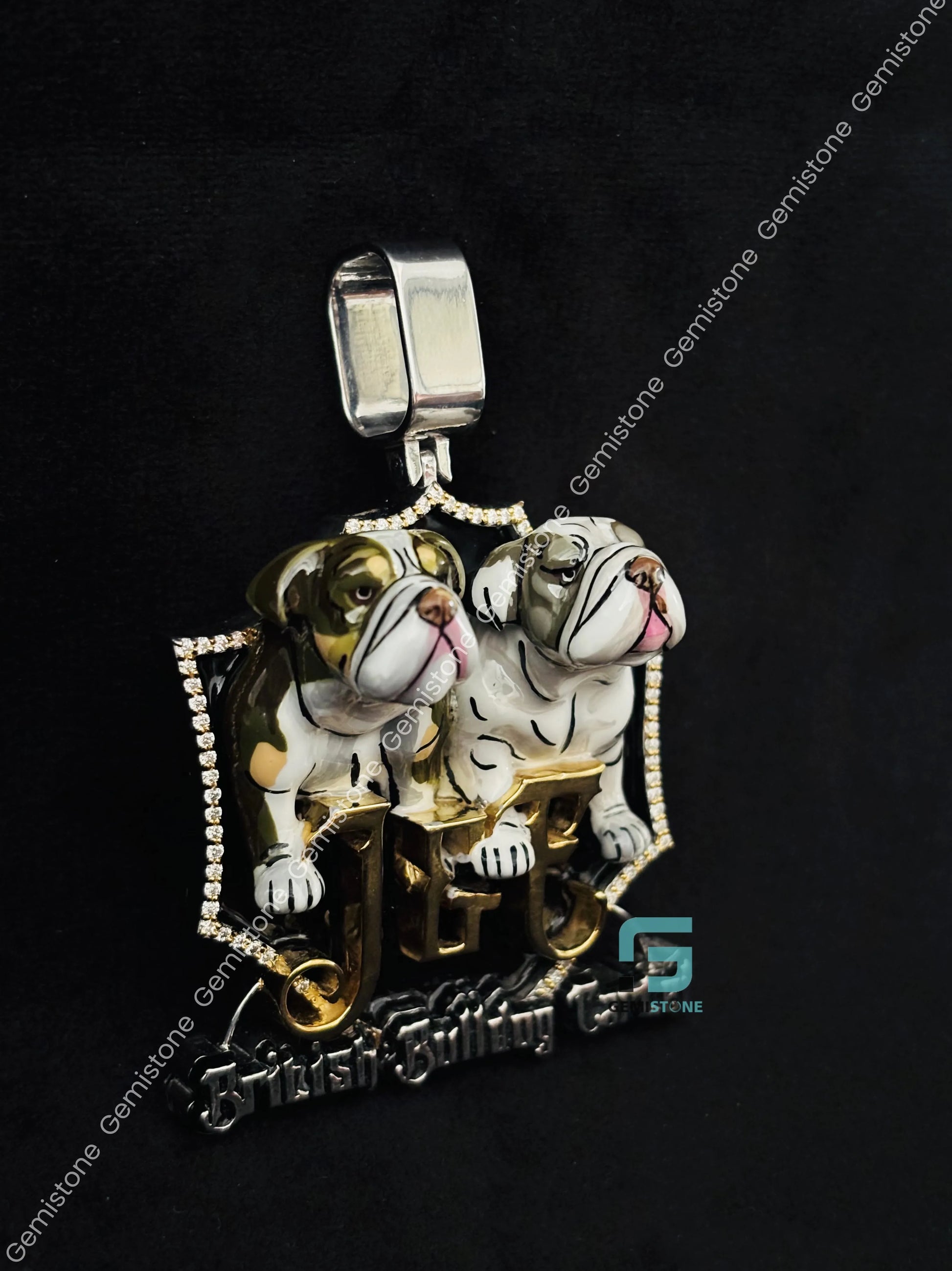 Moissanite Bull Dog Pendant