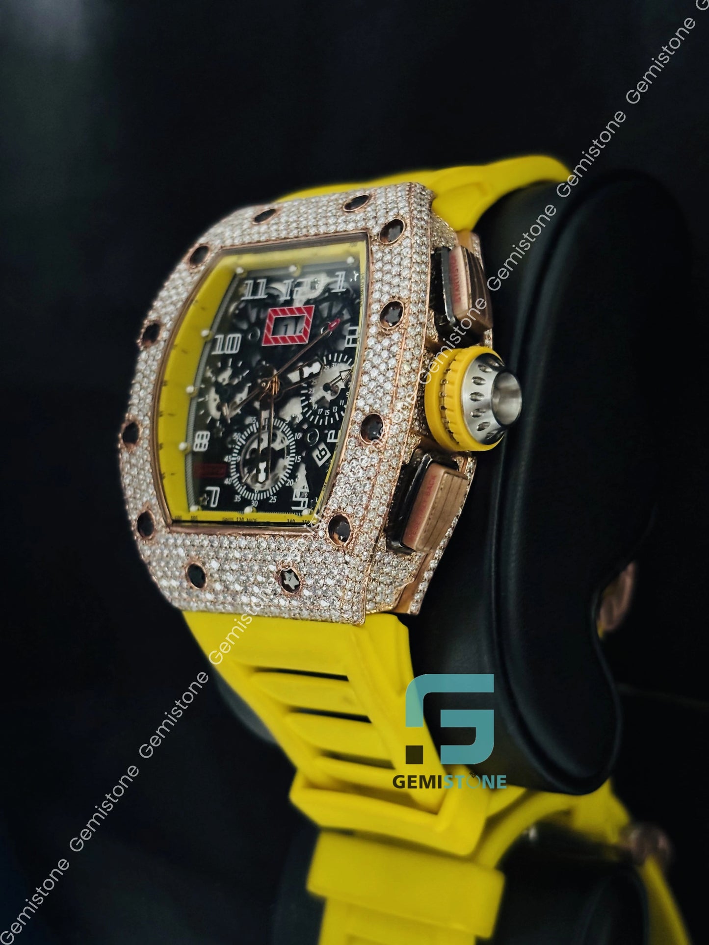 Moissanite Bust Down Hip Hop Face Dial Watch