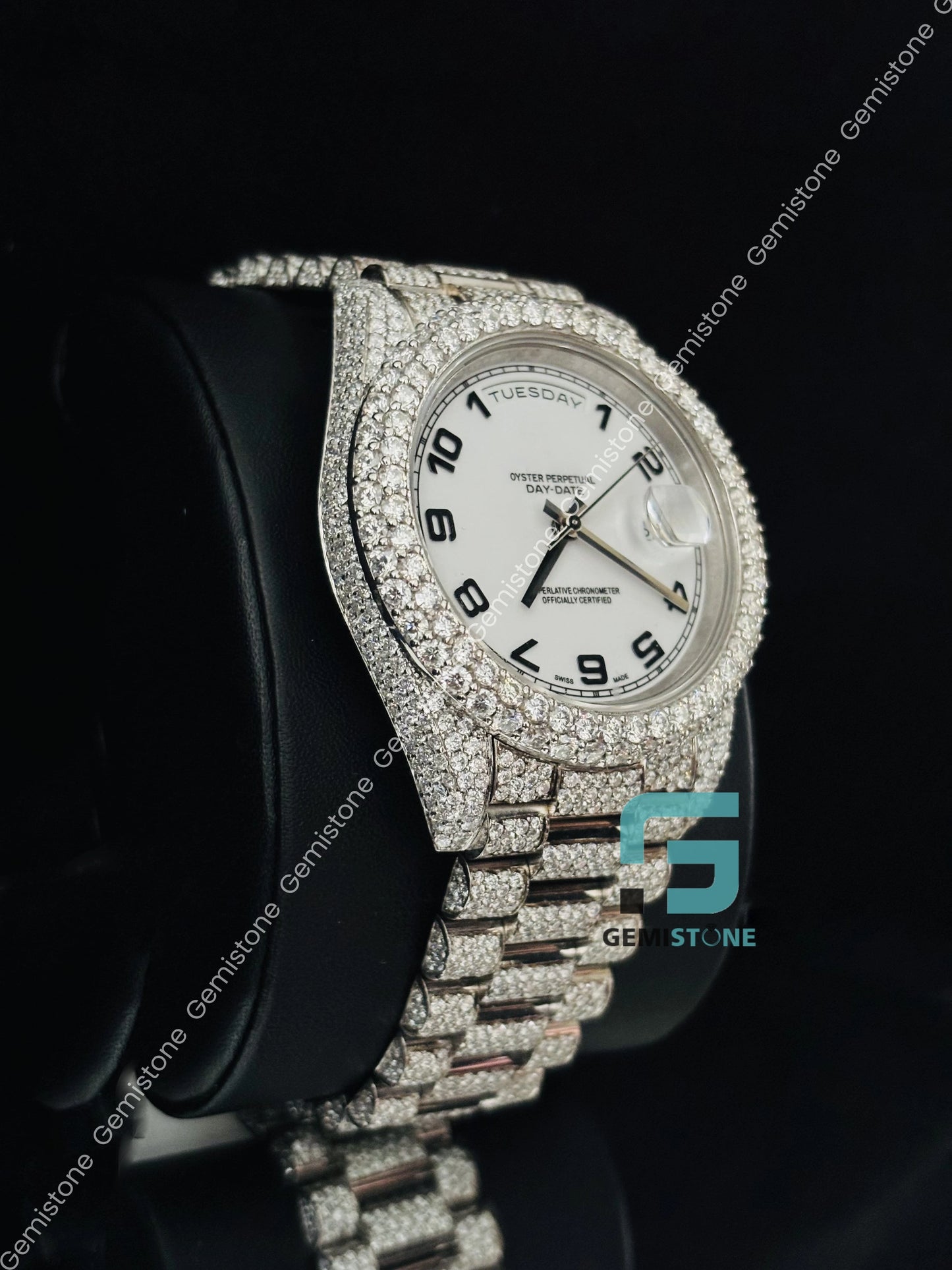 Moissanite Bust Down Stainless Steel Hip Hop Watch