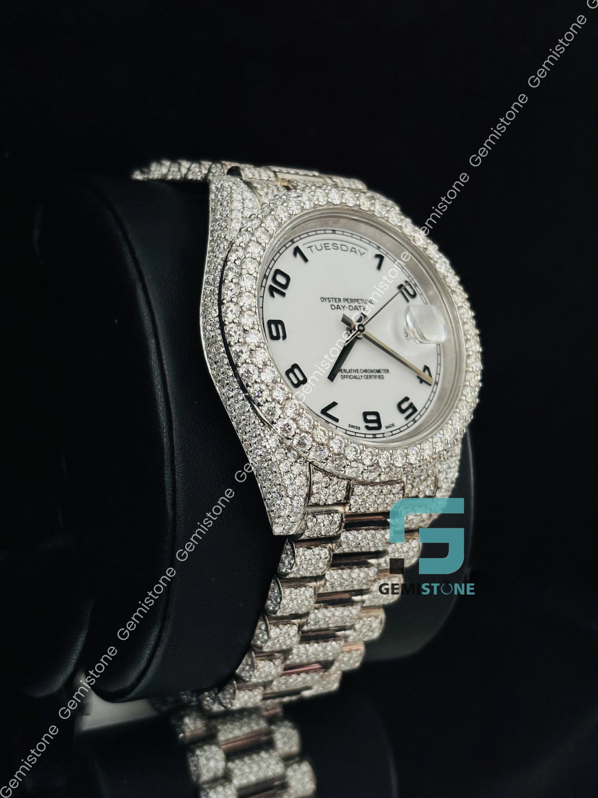 Moissanite Bust Down Stainless Steel Hip Hop Watch