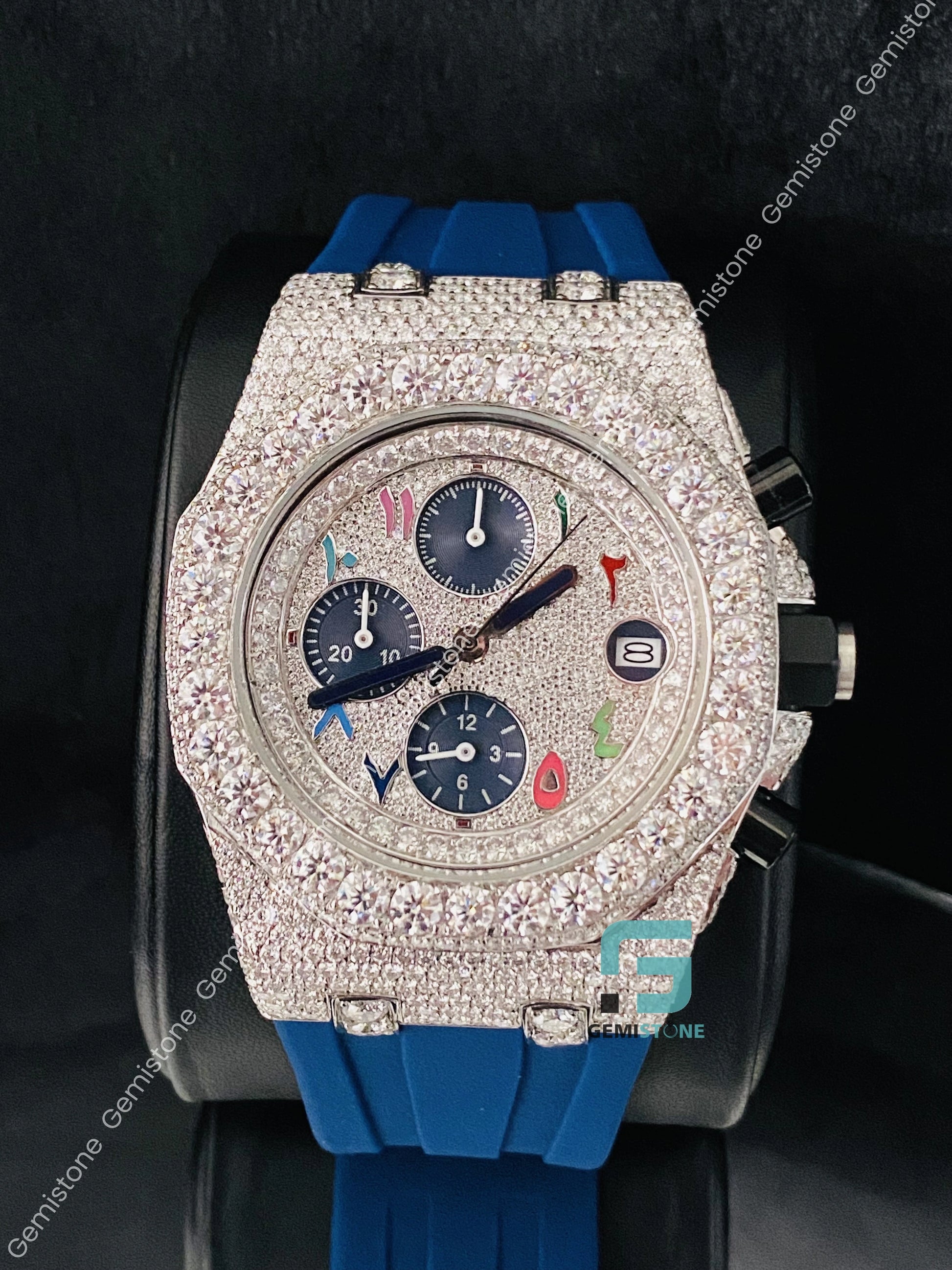 Moissanite Colorful Arabic Number AP Watch