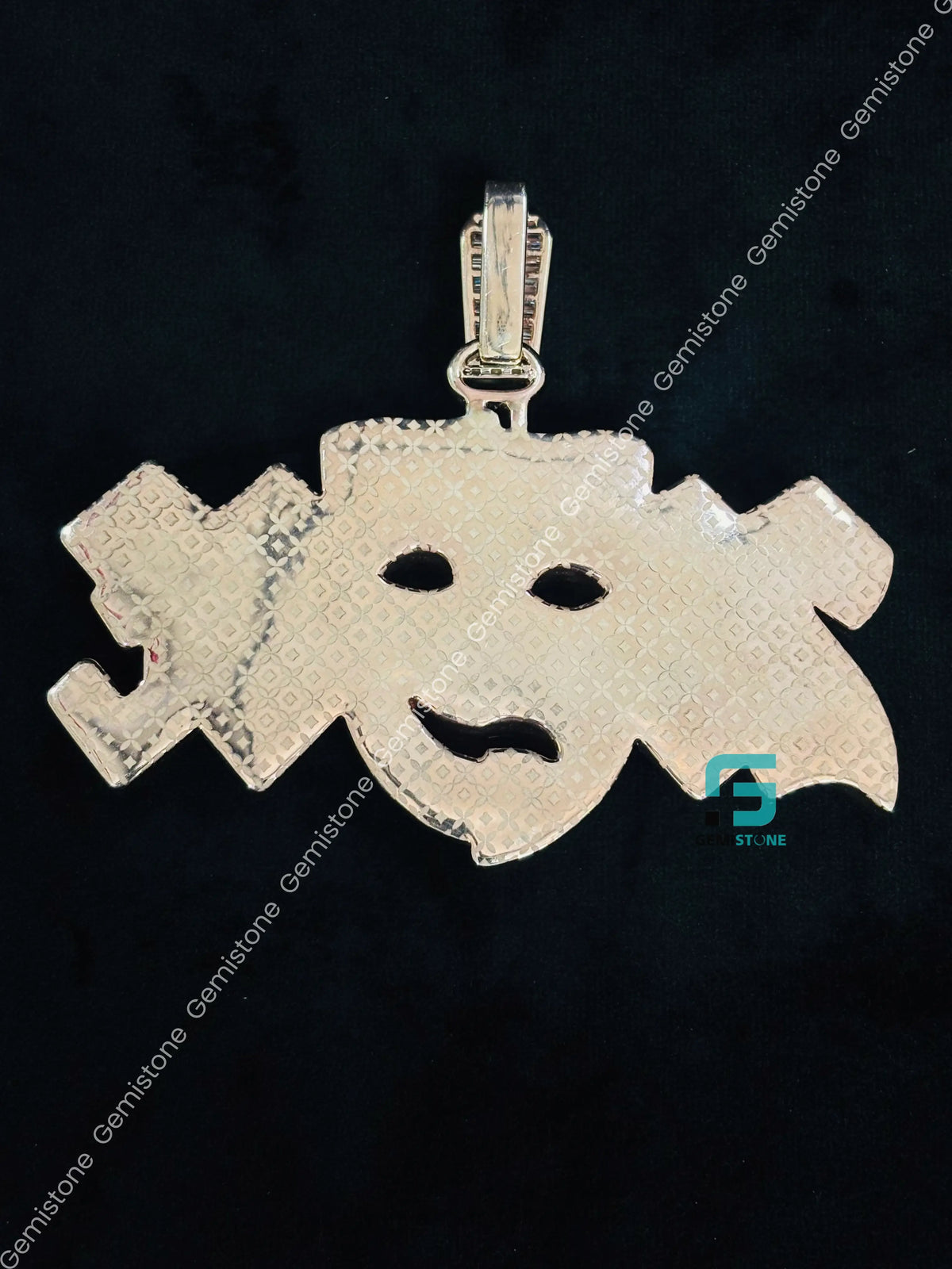 Moissanite Crying Face Baguette and Round Diamond Pendant