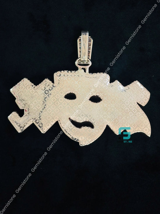 Moissanite Crying Face Baguette and Round Diamond Pendant