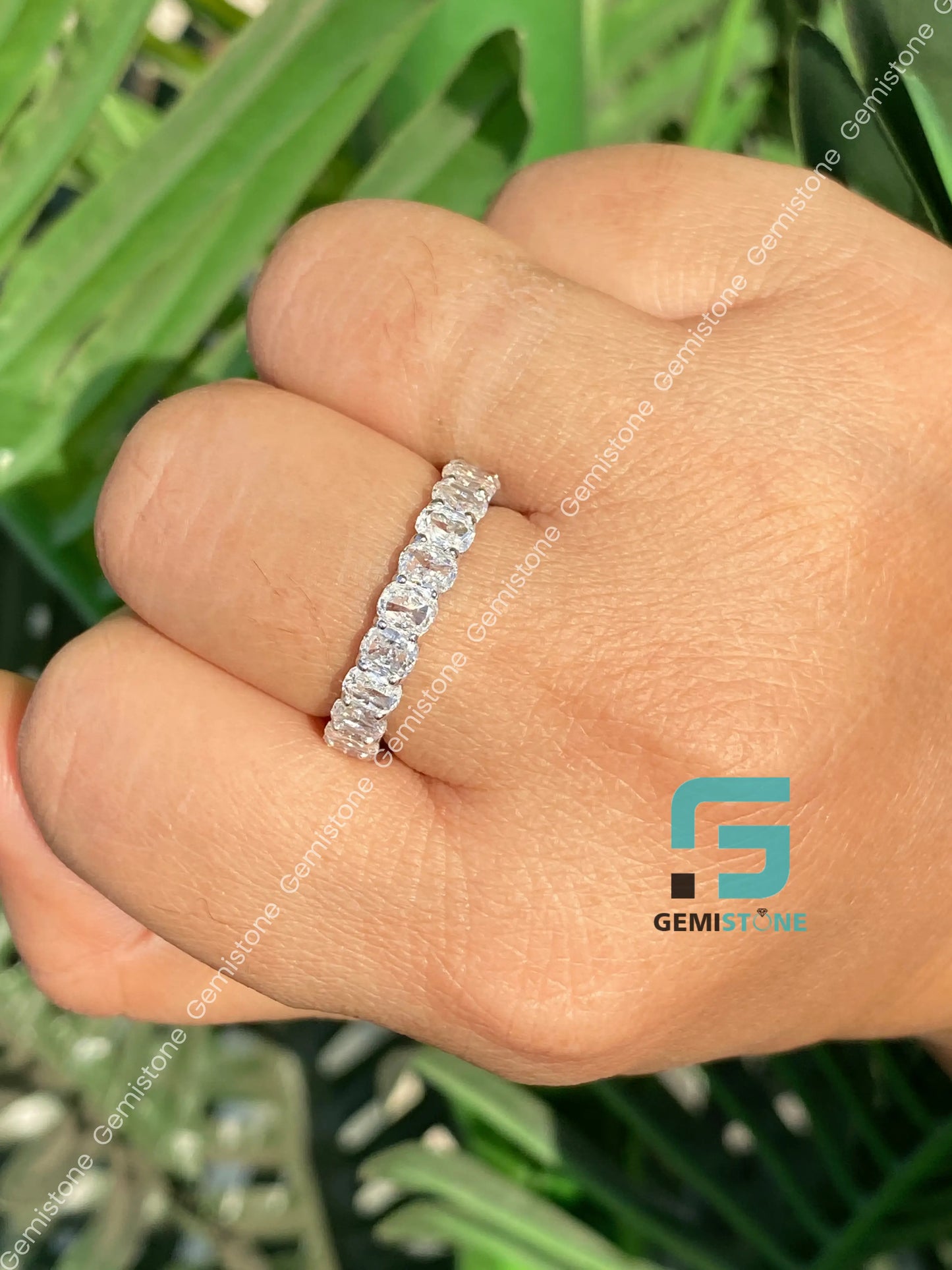 Moissanite Cushion Cut Half Eternity Band For Her