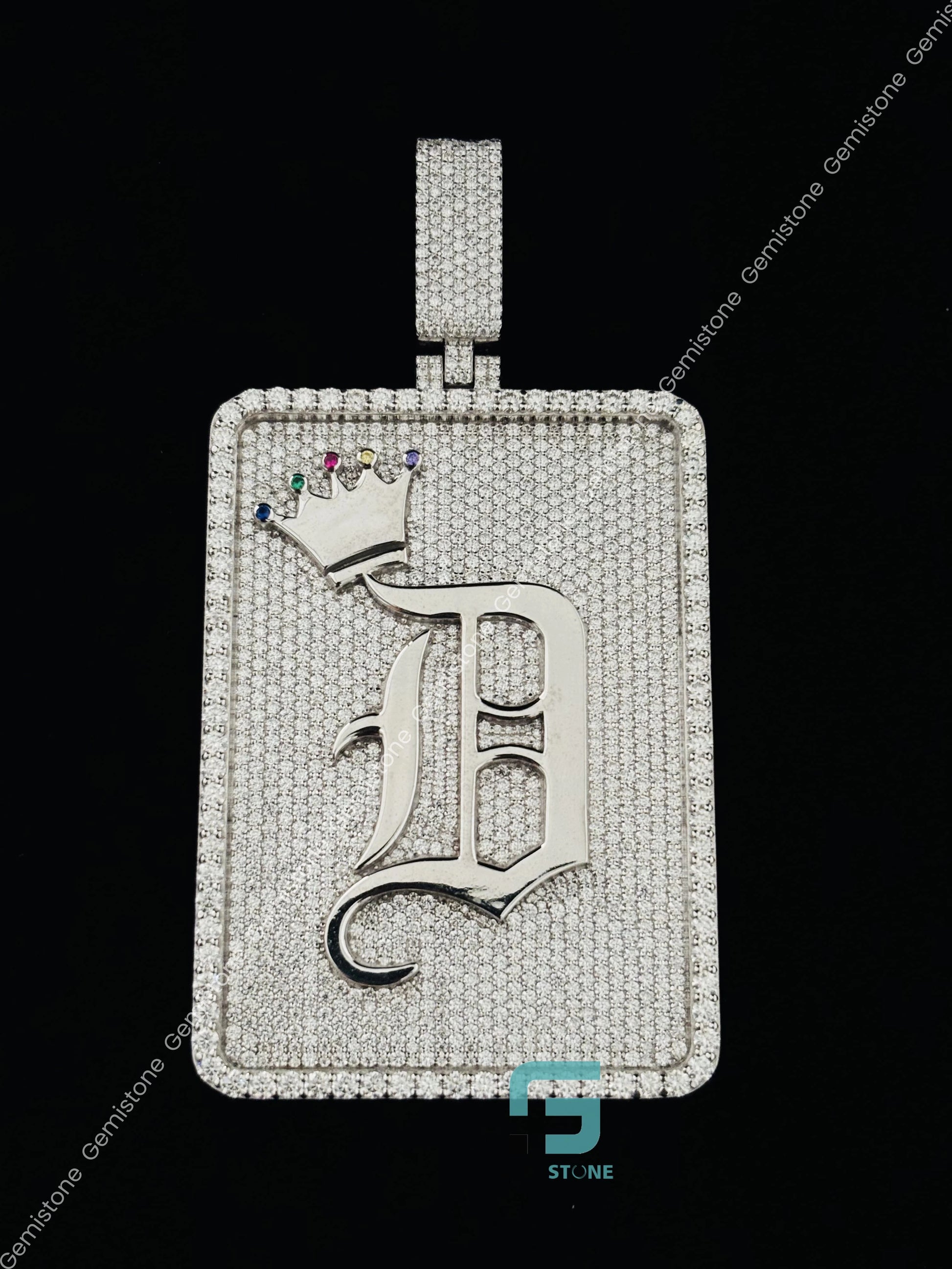 Moissanite Custom Crown Initial Letter Pendant