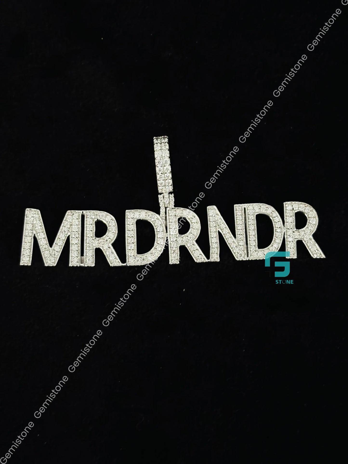 Moissanite Custom Name MRDRNDR Name Pendant
