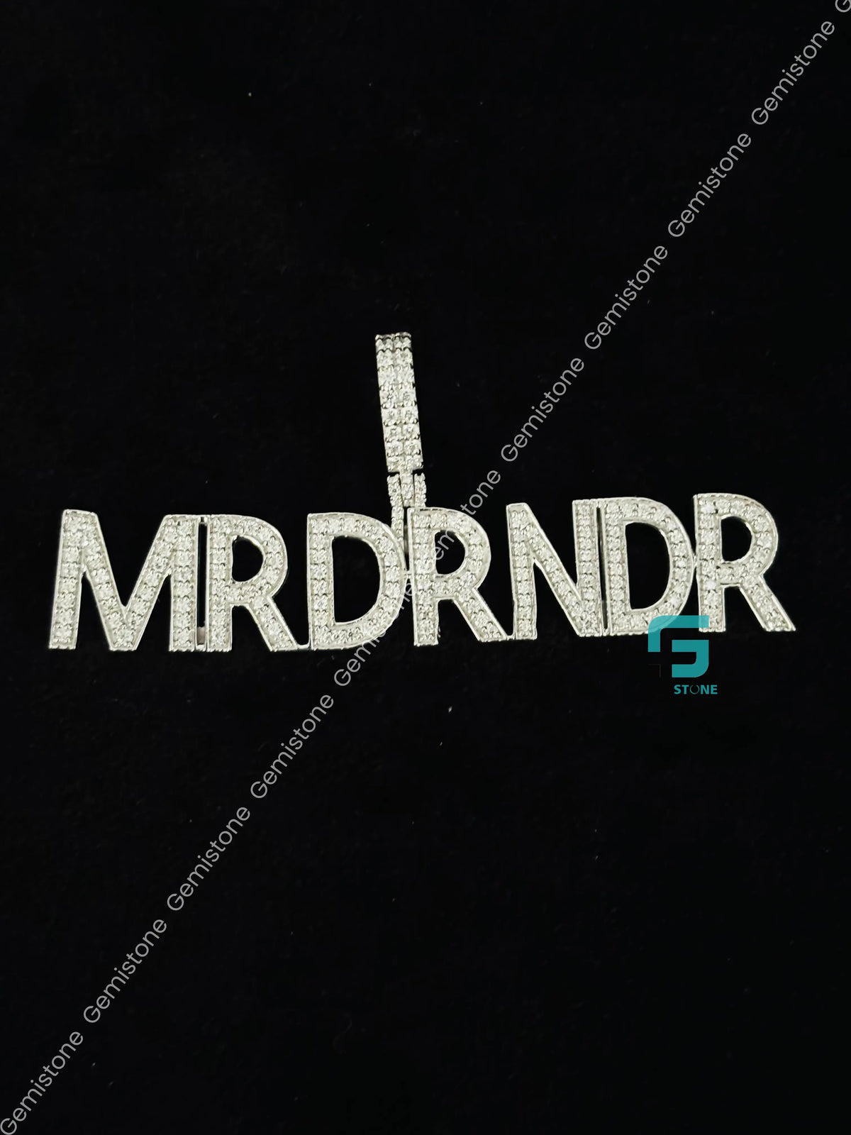 Moissanite Custom Name MRDRNDR Name Pendant