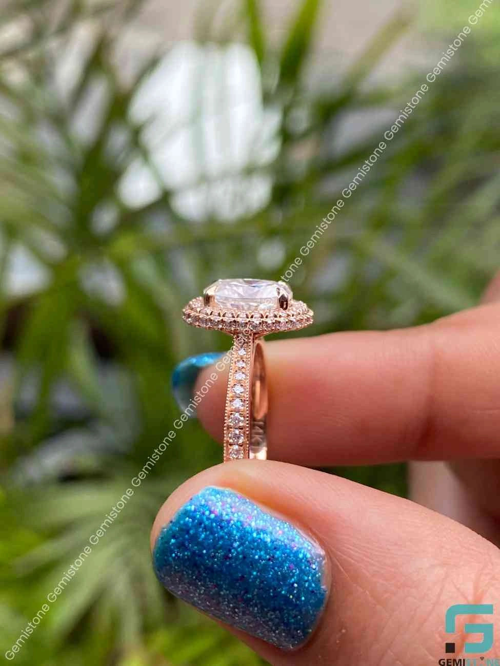 Moissanite Cut Halo Engagement Ring
