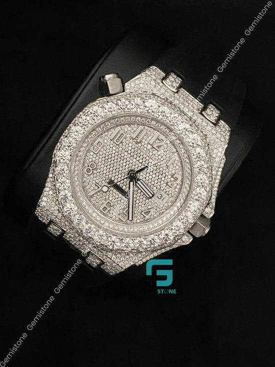 Moissanite Diamond Black Silicon Belt Watch