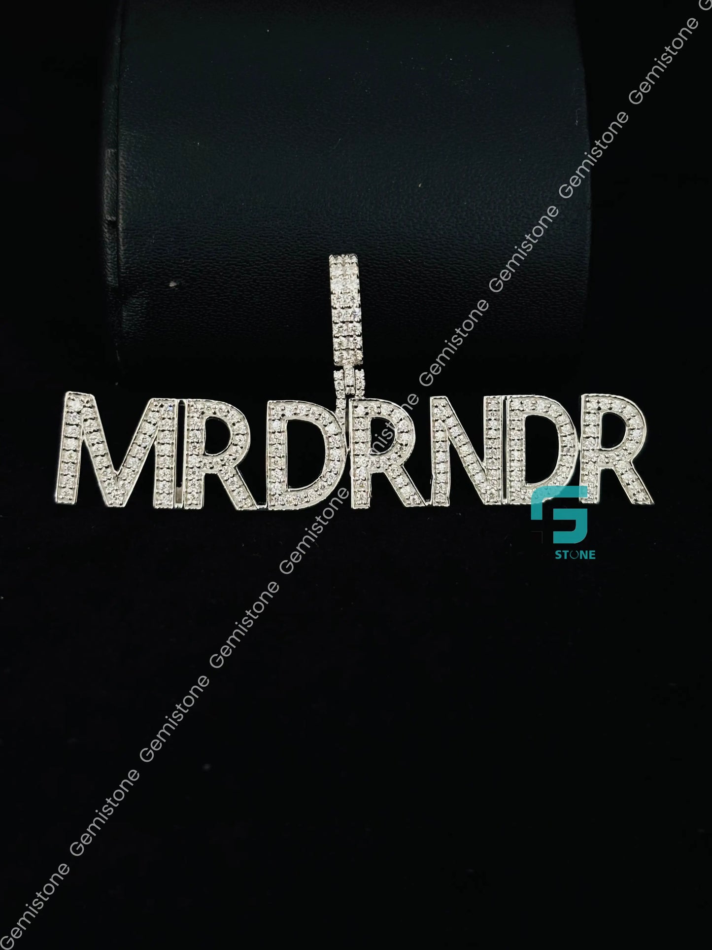 Moissanite Diamond Custom Name MRDRNDR Name Pendant 