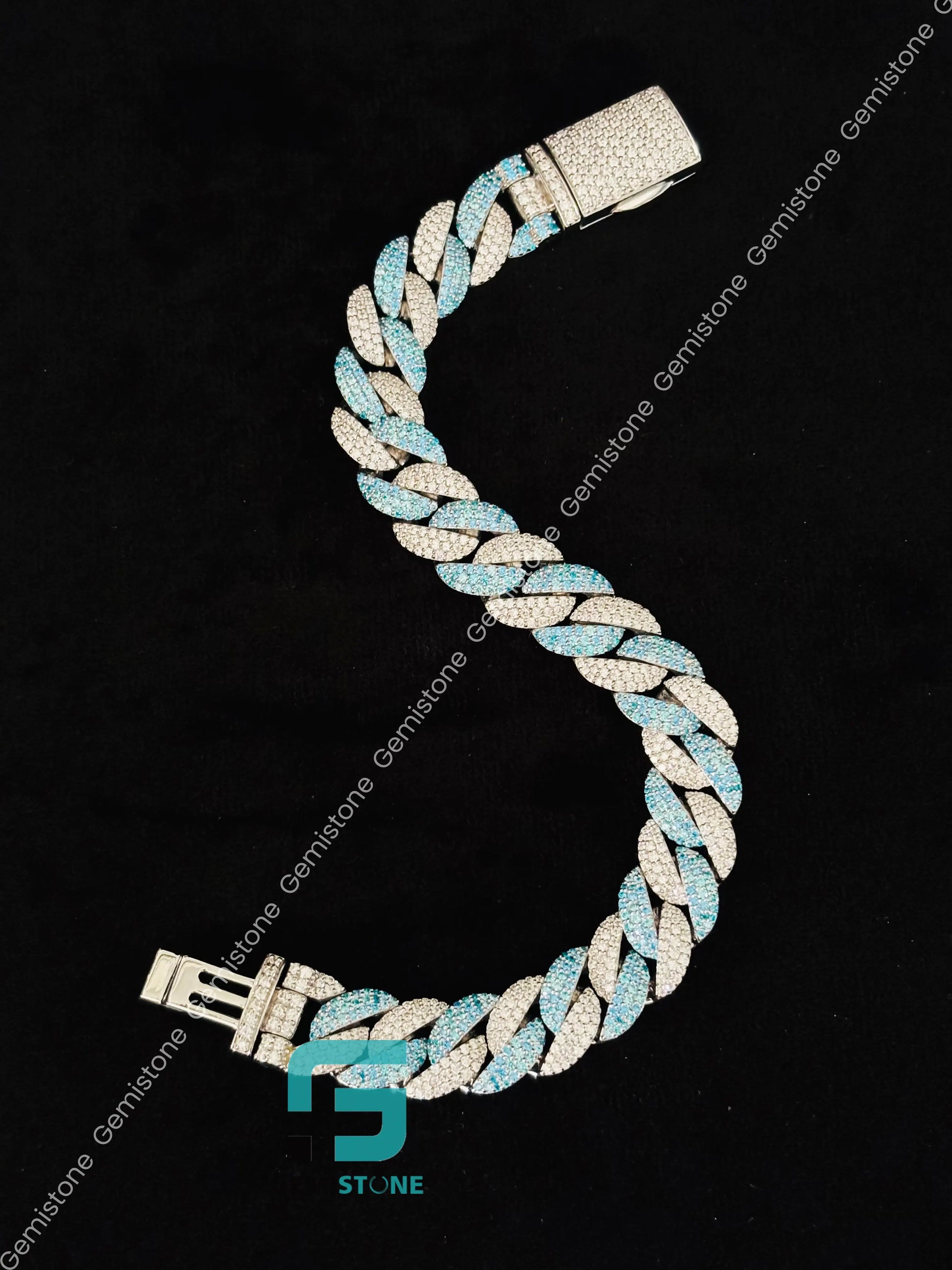 Moissanite Diamond Sky Blue Diamond Bracelete For Men