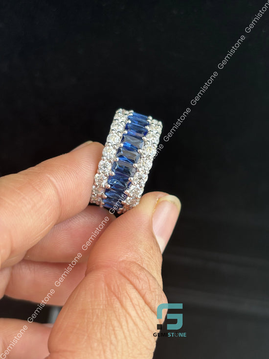 Moissanite Eternity Silver Band