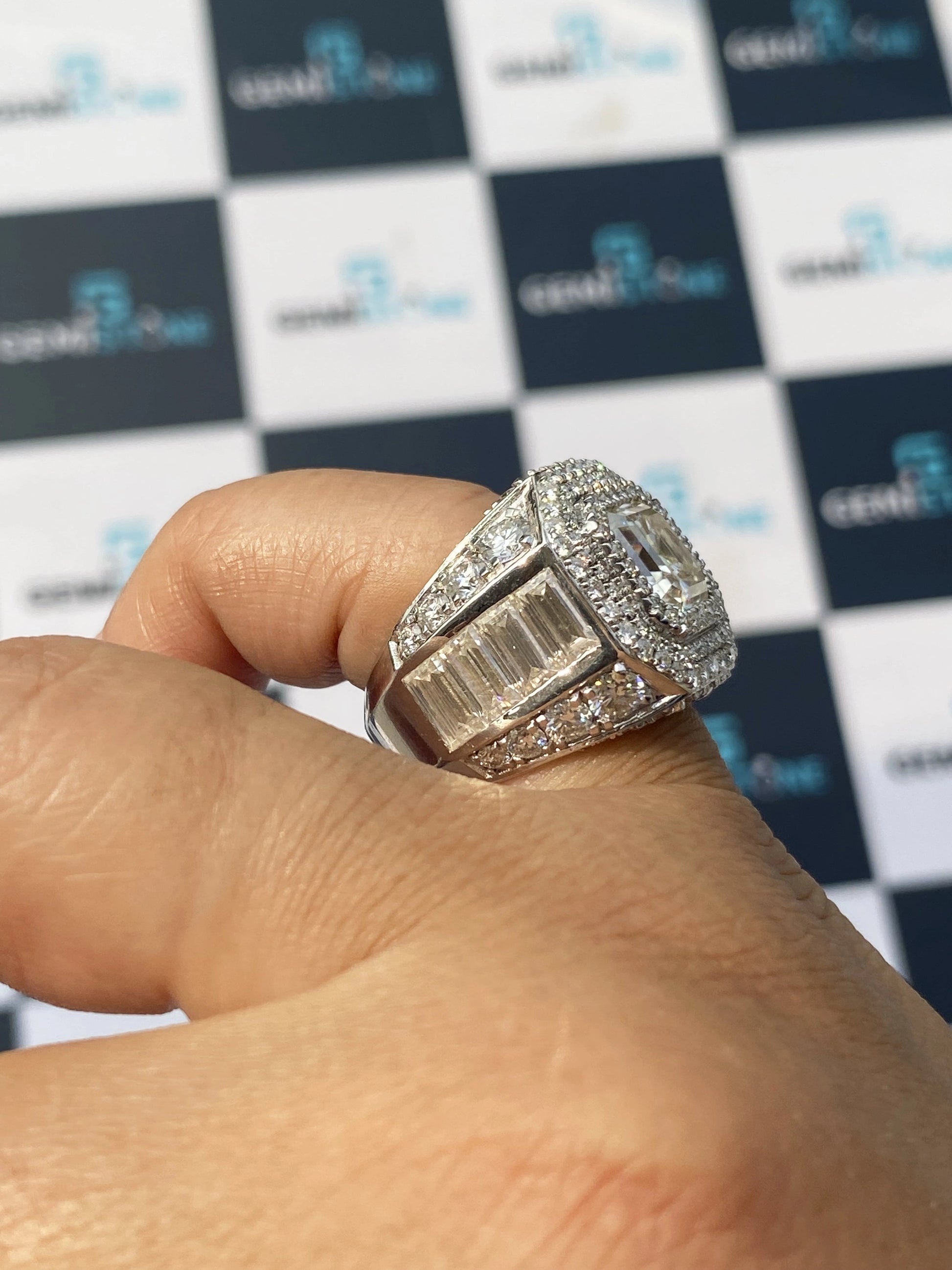 Moissanite Fully Iced Out Asscher Cut Hip Hop Ring