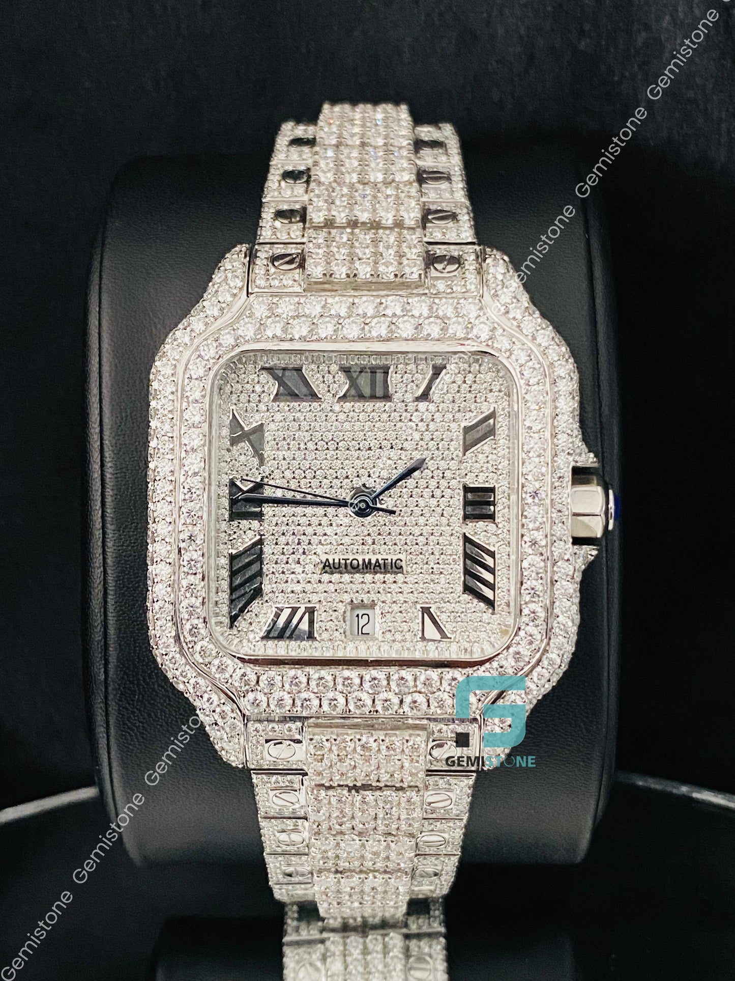 Moissanite Fully Studded Cartier Watch for Men