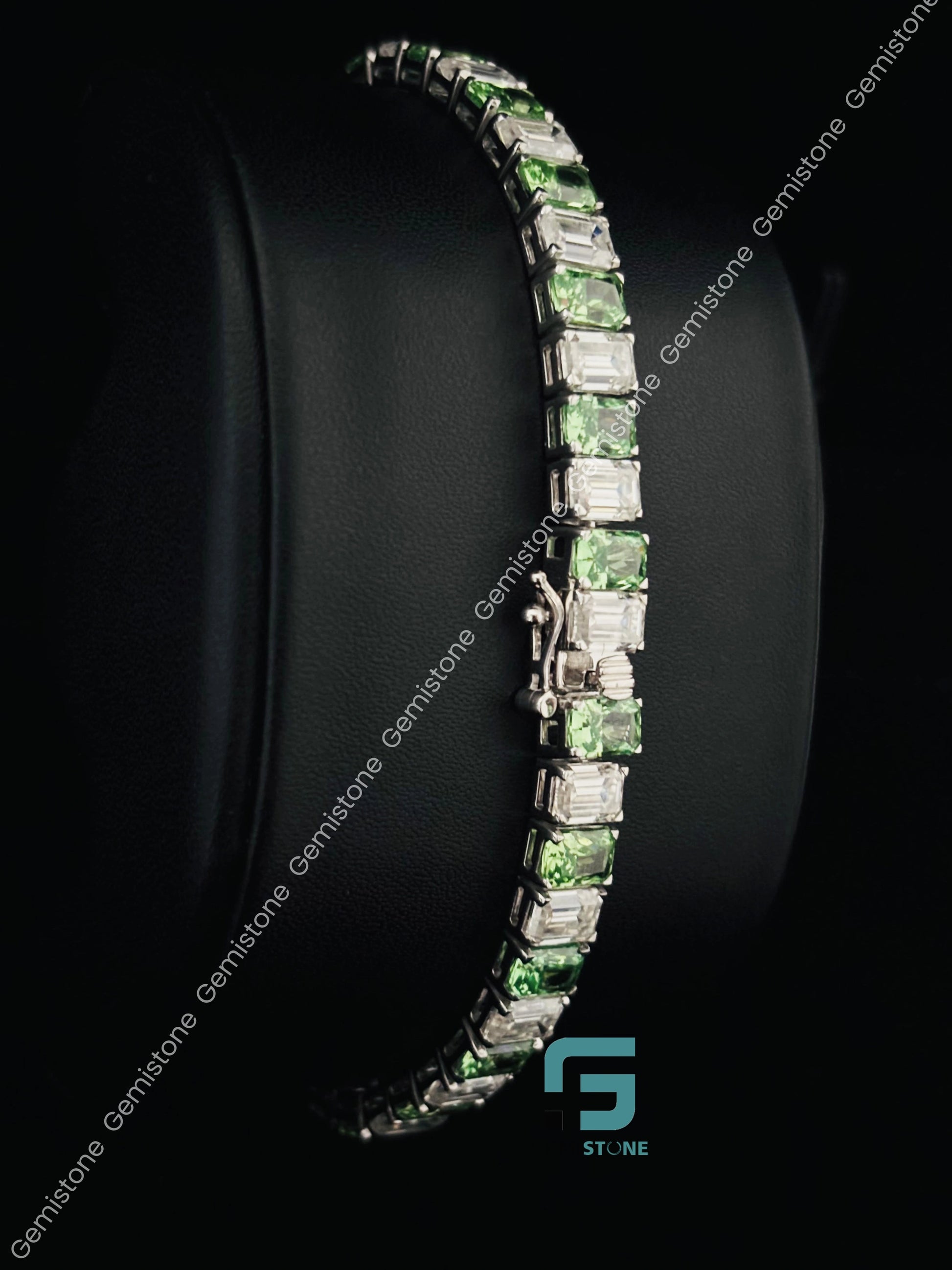 Moissanite Green Emerald Tennis Bracelet
