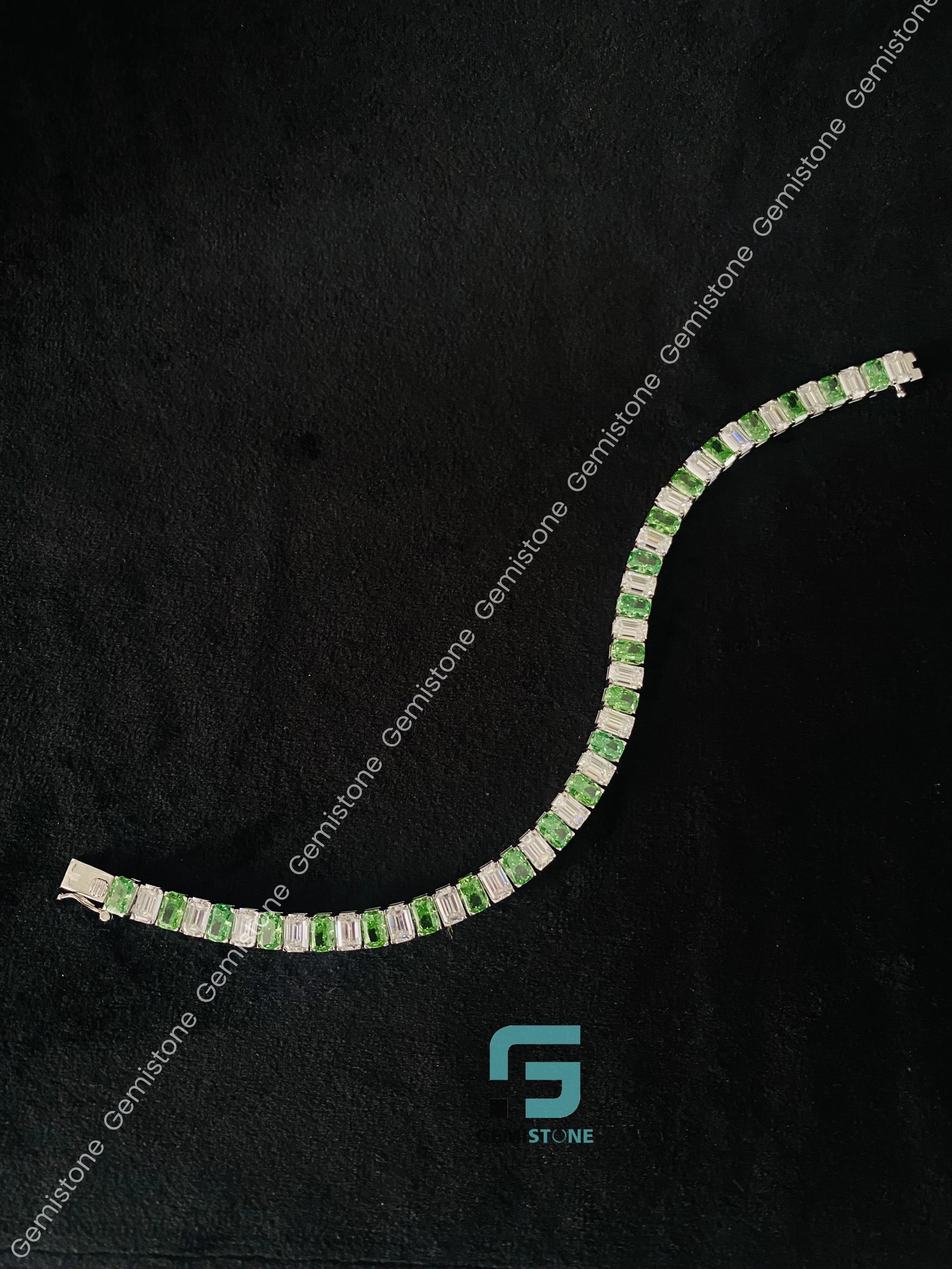 Moissanite Green White Tennis Bracelet