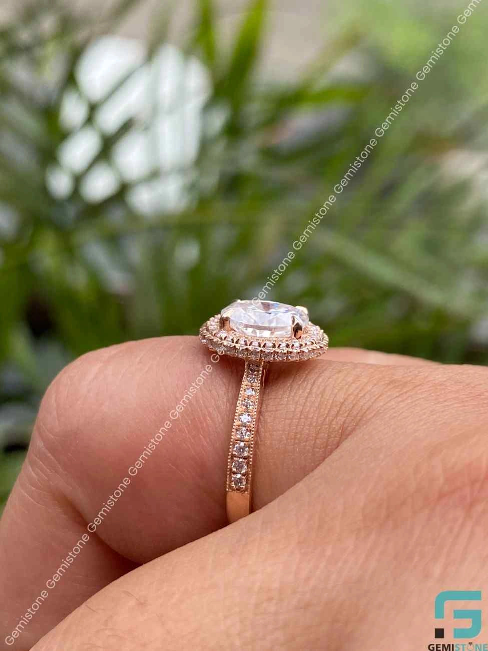 Moissanite Half Halo Engagement Ring